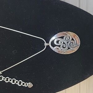 Brighton Mingle Design Necklace Silver Tone 16" Snake Chain +2" Extension